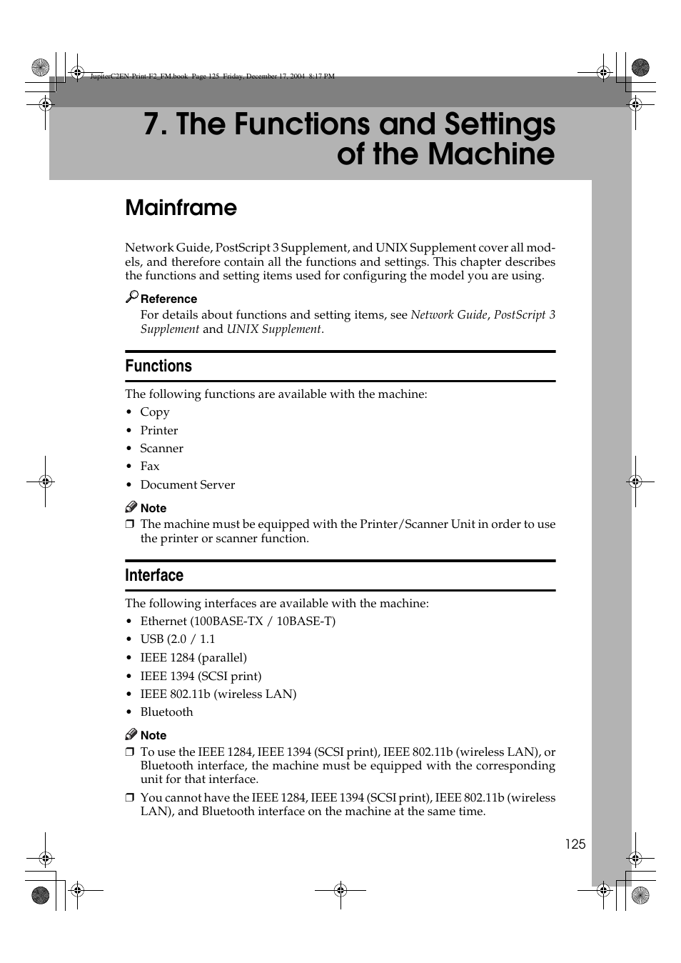 The functions and settings of the machine, Mainframe | Ricoh Aficio 3235C  EN User Manual | Page 131 / 168