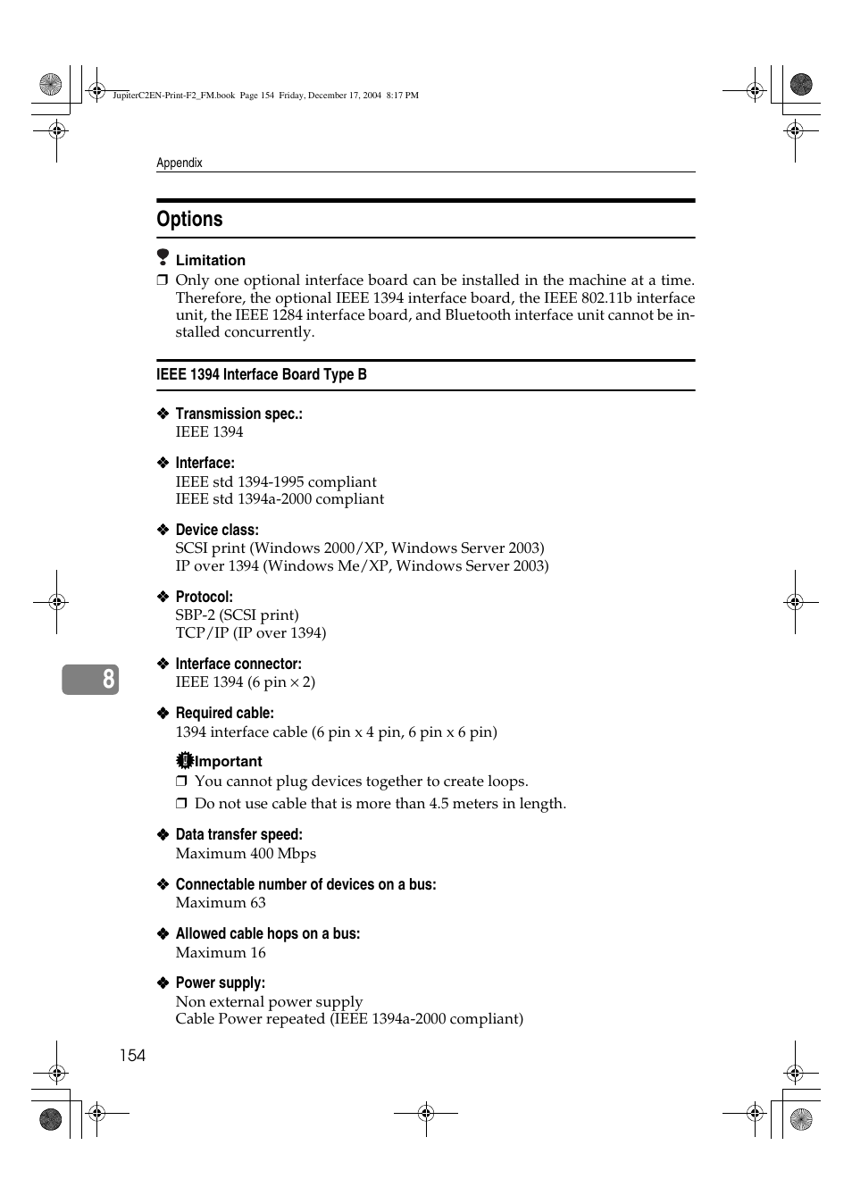 Options | Ricoh Aficio 3235C  EN User Manual | Page 160 / 168