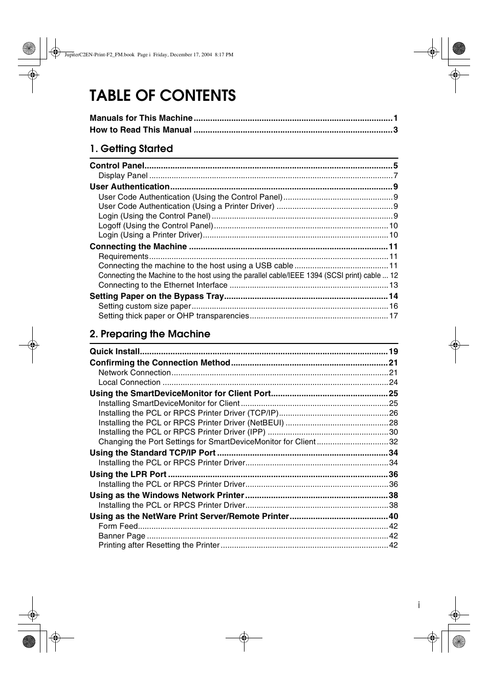 Ricoh Aficio 3235C  EN User Manual | Page 3 / 168