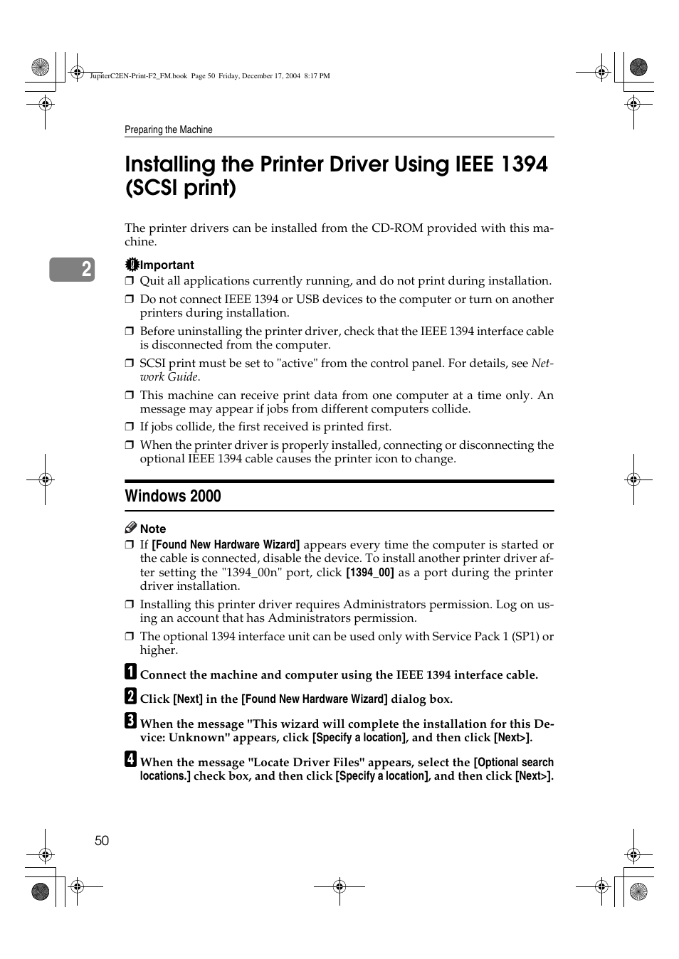 Windows 2000 | Ricoh Aficio 3235C  EN User Manual | Page 56 / 168