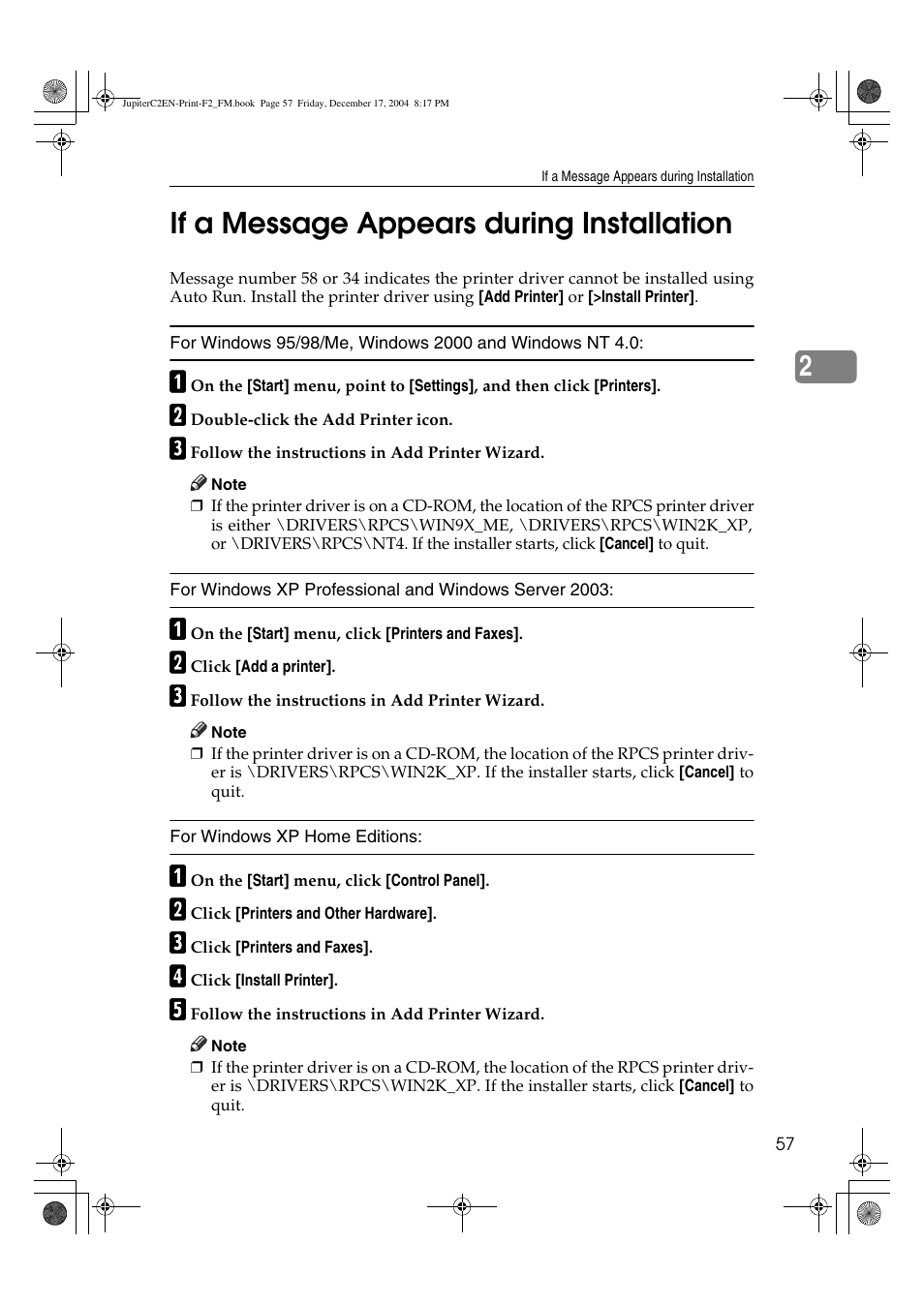 2if a message appears during installation | Ricoh Aficio 3235C  EN User Manual | Page 63 / 168