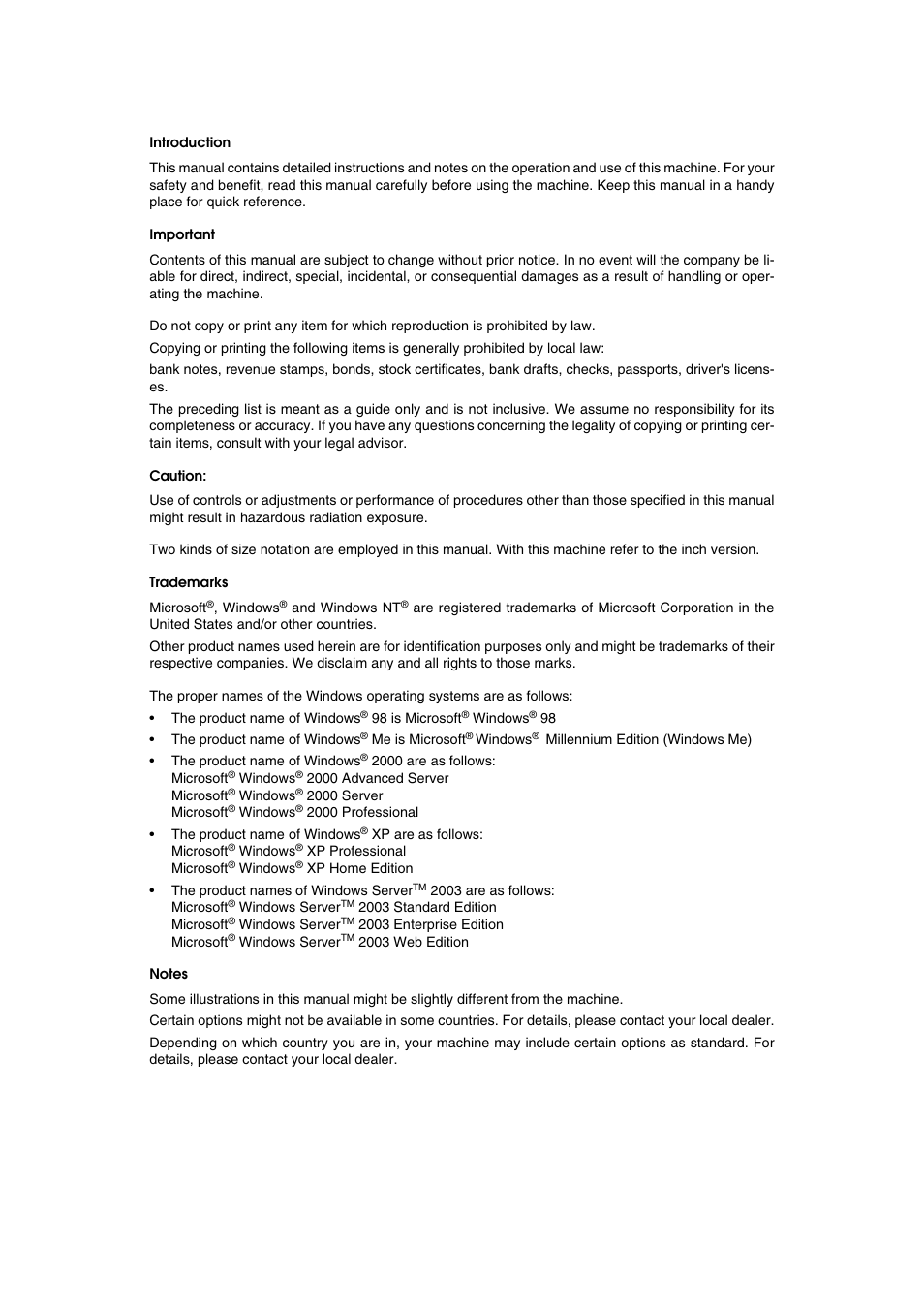 Introduction, Important, Caution | Trademarks, Notes | Ricoh DDST A User Manual | Page 2 / 56