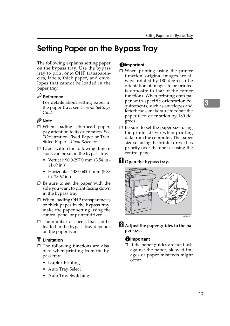Setting paper on the bypass tray, 3setting paper on the bypass tray | Ricoh DDST A User Manual | Page 23 / 56