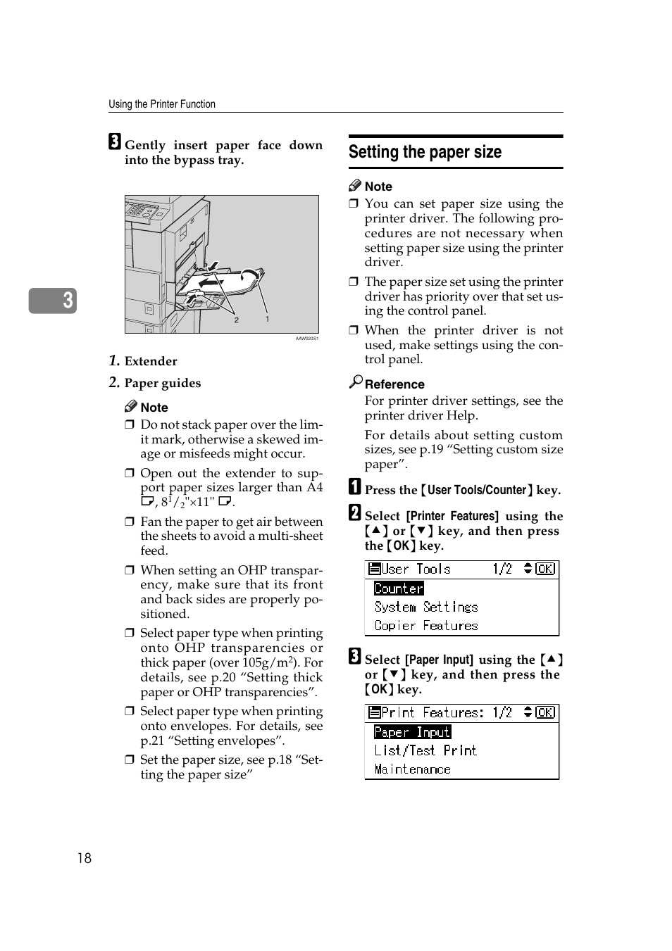 Setting the paper size | Ricoh DDST A User Manual | Page 24 / 56