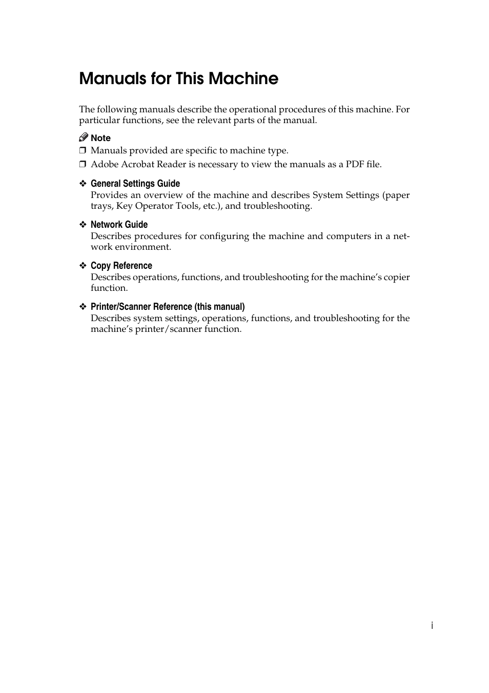 Manuals for this machine | Ricoh DDST A User Manual | Page 3 / 56