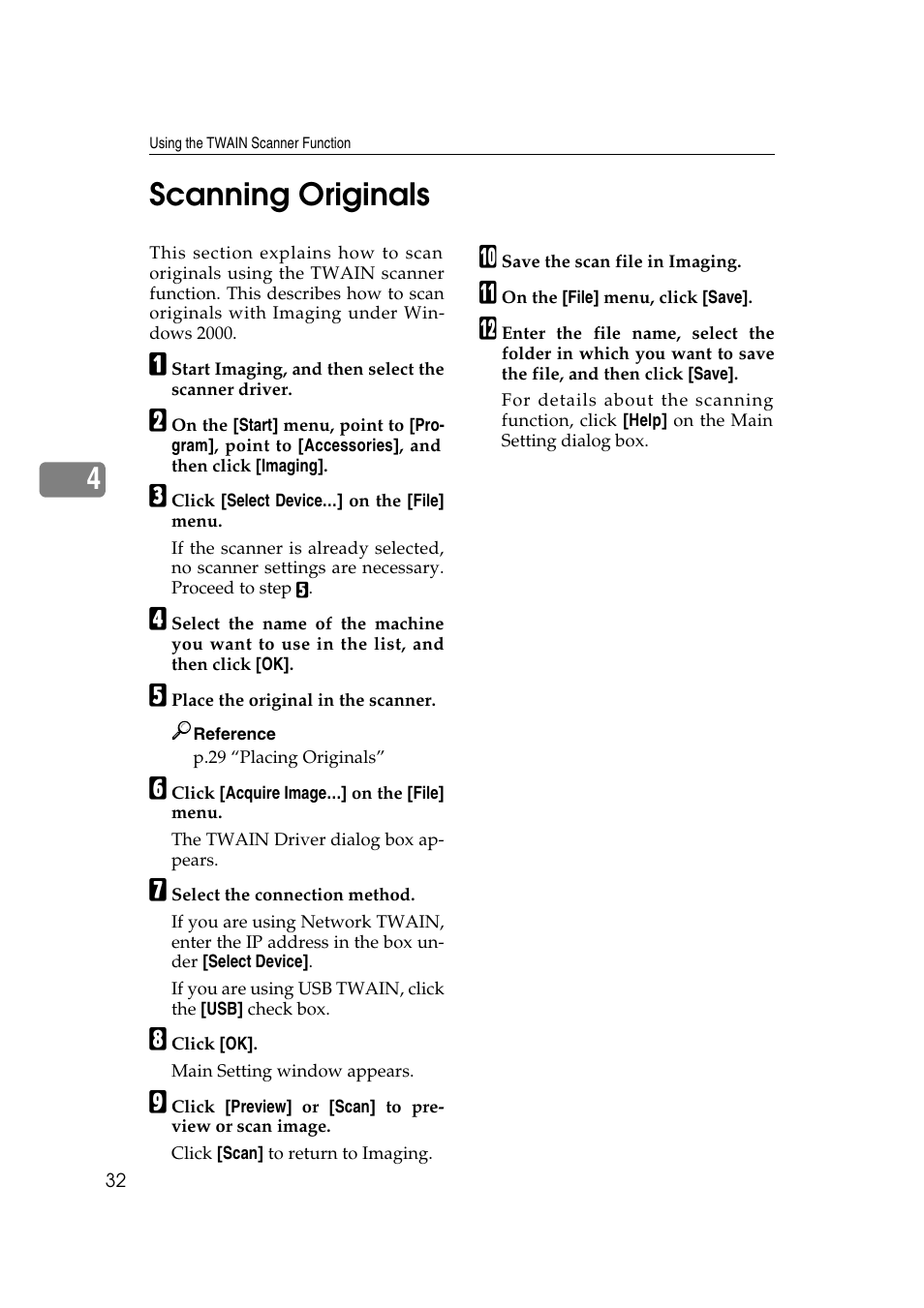 Scanning originals, 4scanning originals | Ricoh DDST A User Manual | Page 38 / 56