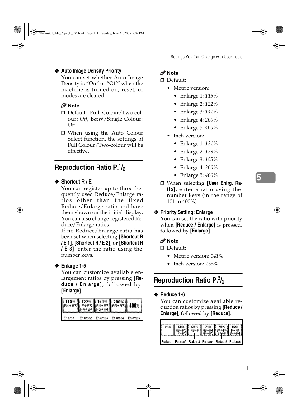 Reproduction ratio p | Ricoh Aficio 3232C User Manual | Page 125 / 156