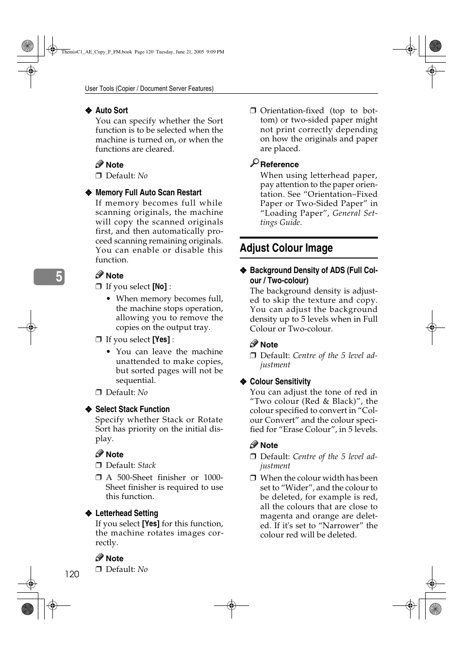 Adjust colour image | Ricoh Aficio 3232C User Manual | Page 134 / 156