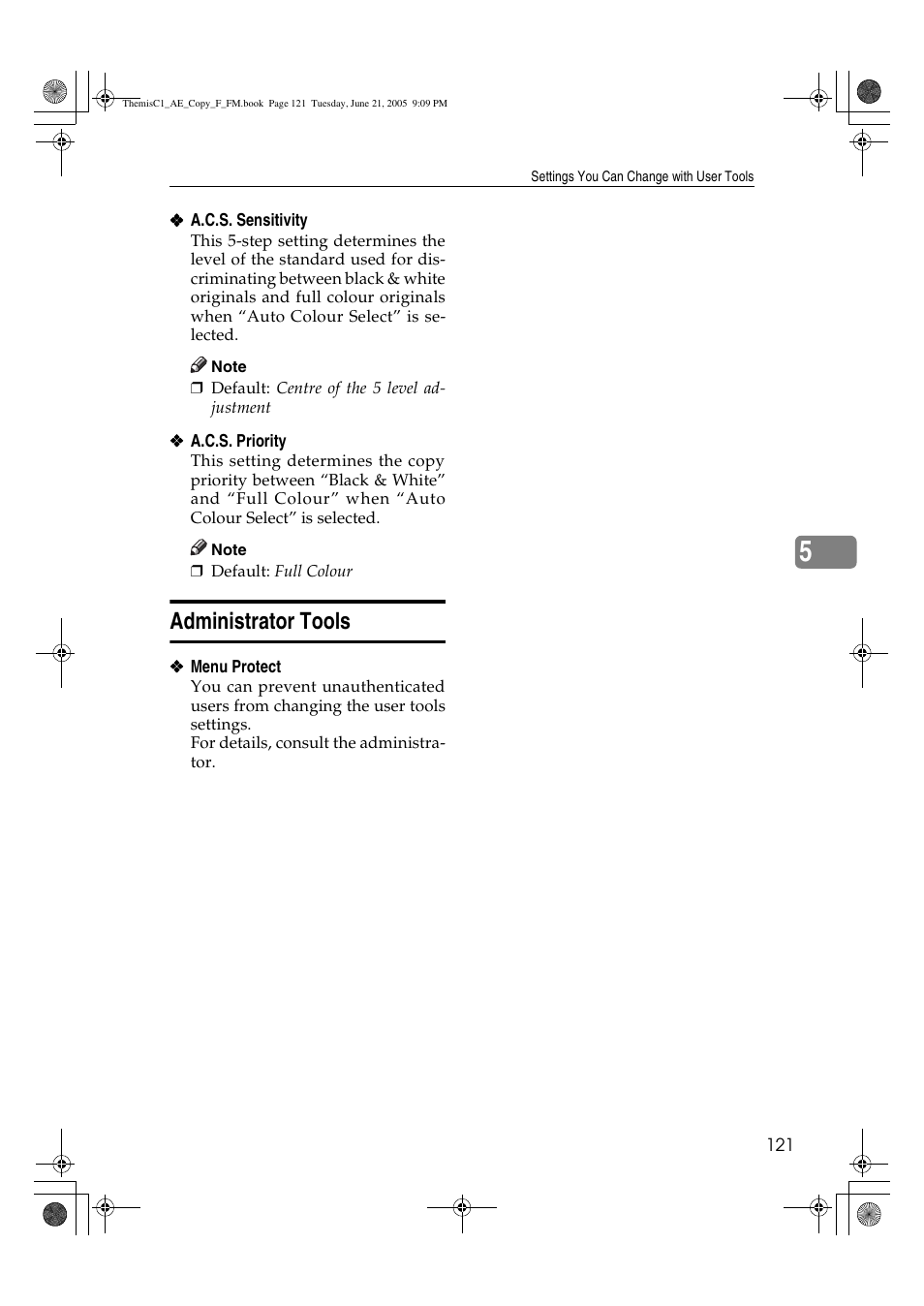 Administrator tools | Ricoh Aficio 3232C User Manual | Page 135 / 156
