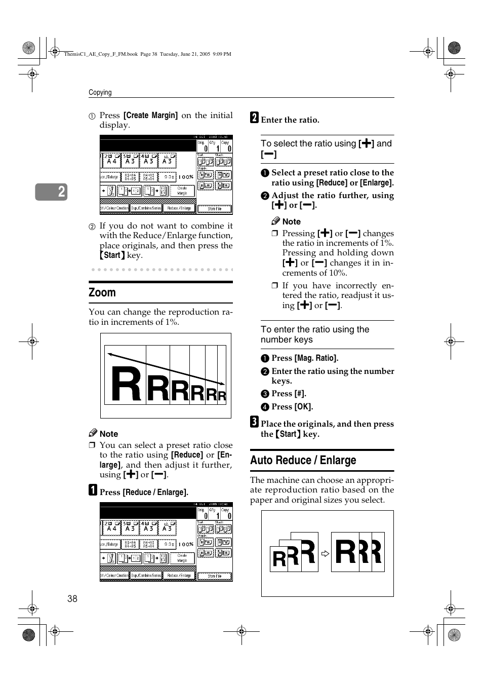 Zoom, Auto reduce / enlarge | Ricoh Aficio 3232C User Manual | Page 52 / 156