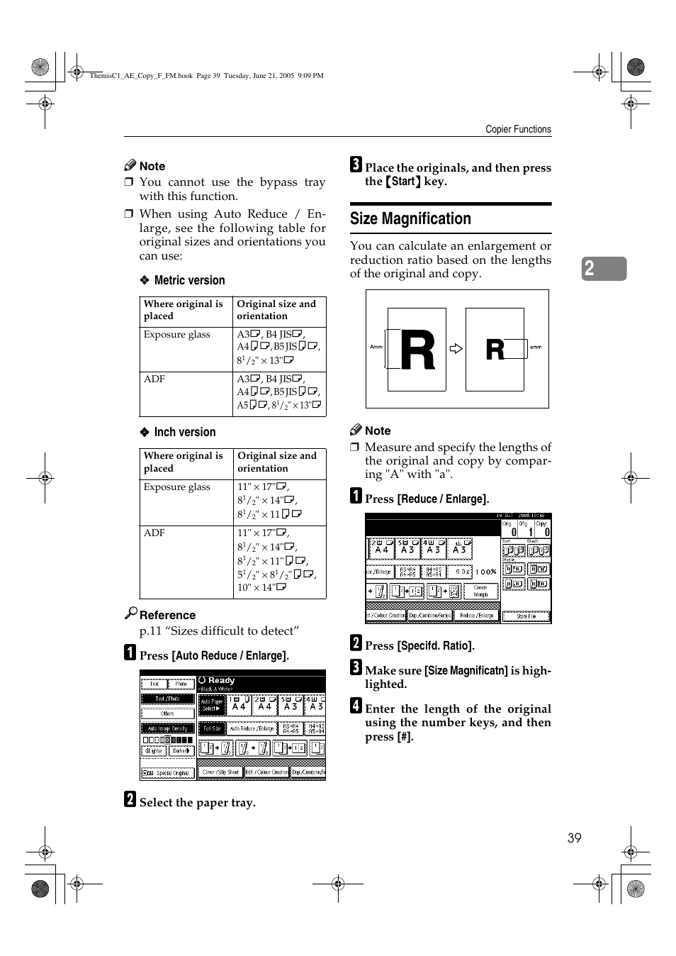 Size magnification | Ricoh Aficio 3232C User Manual | Page 53 / 156