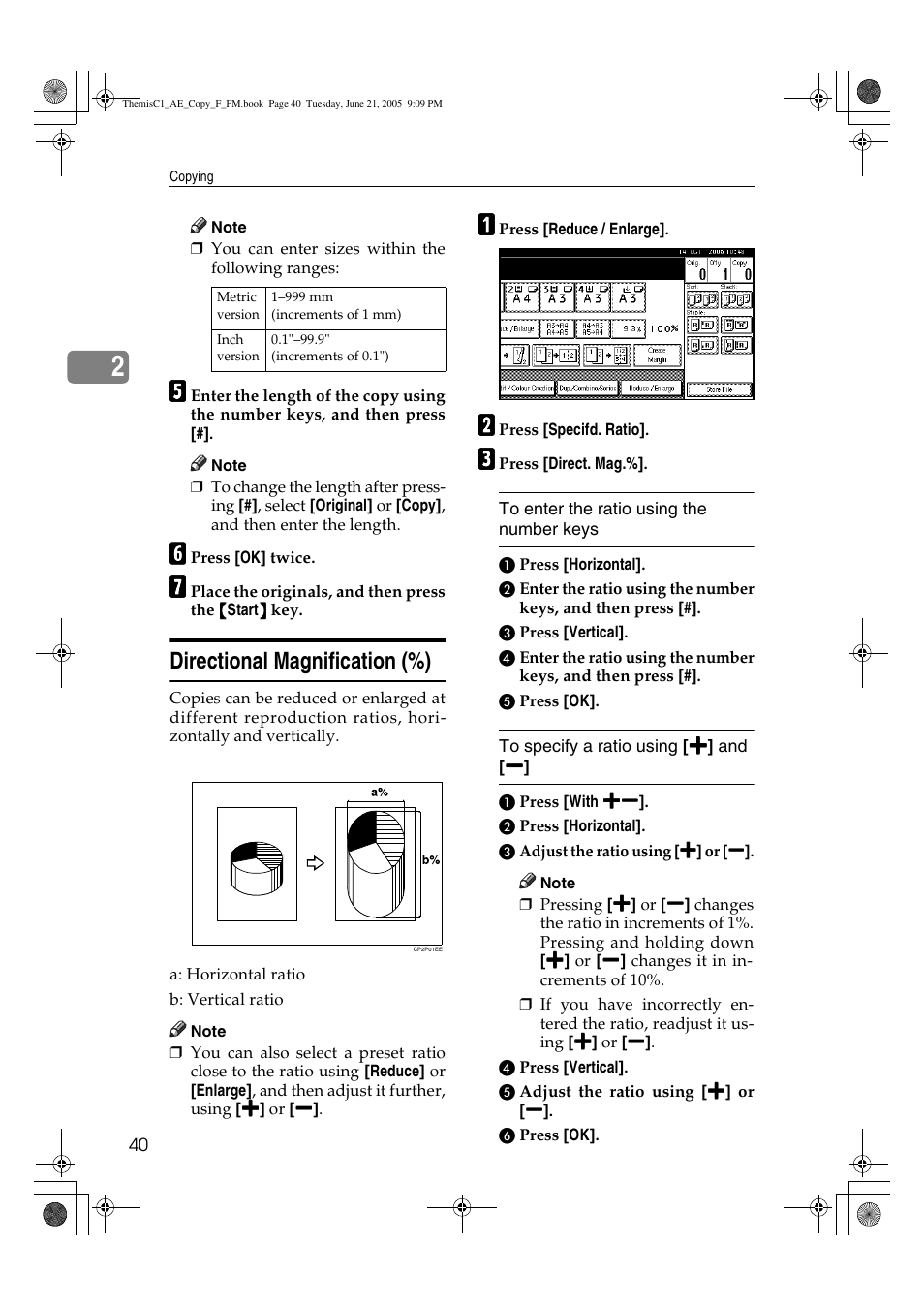 Directional magnification (%) | Ricoh Aficio 3232C User Manual | Page 54 / 156