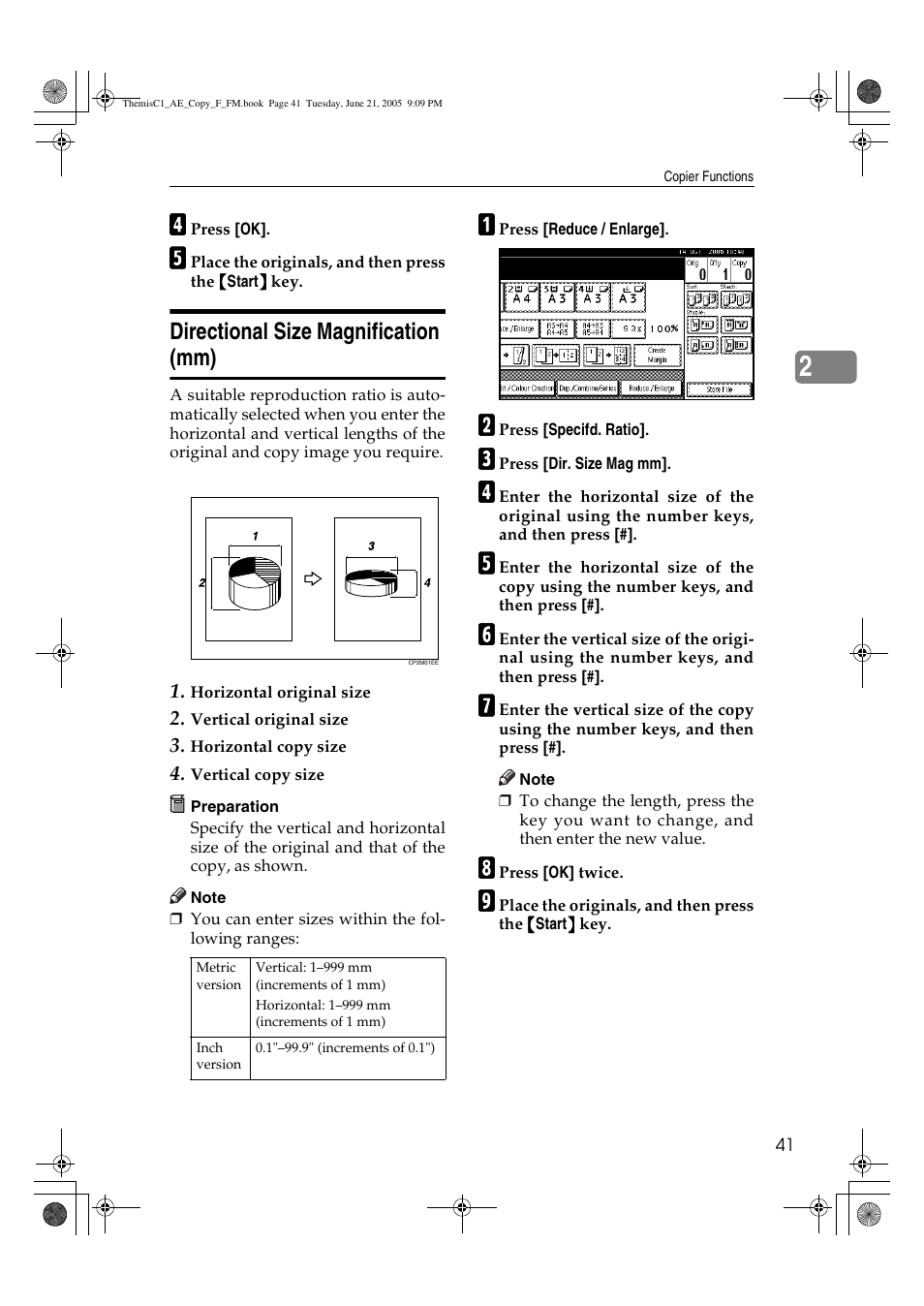 Directional size magnification (mm) | Ricoh Aficio 3232C User Manual | Page 55 / 156