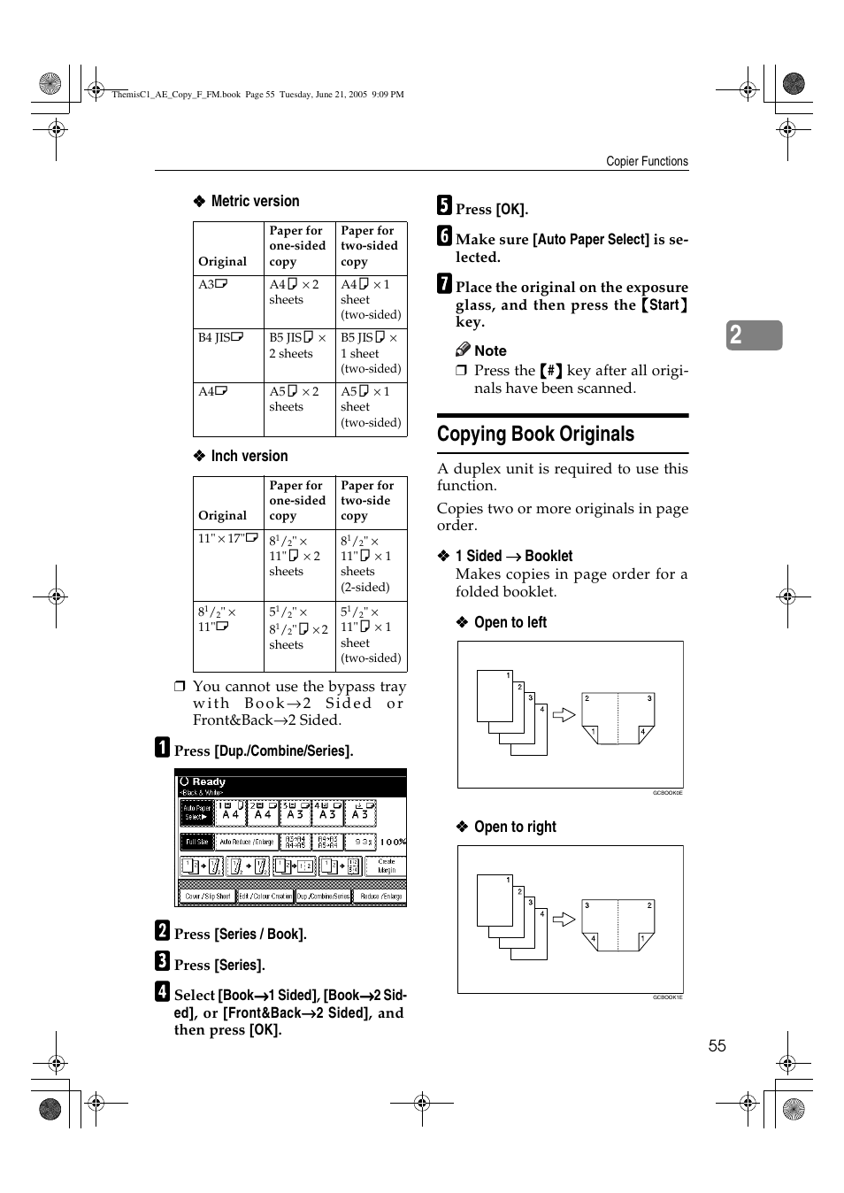 Copying book originals | Ricoh Aficio 3232C User Manual | Page 69 / 156