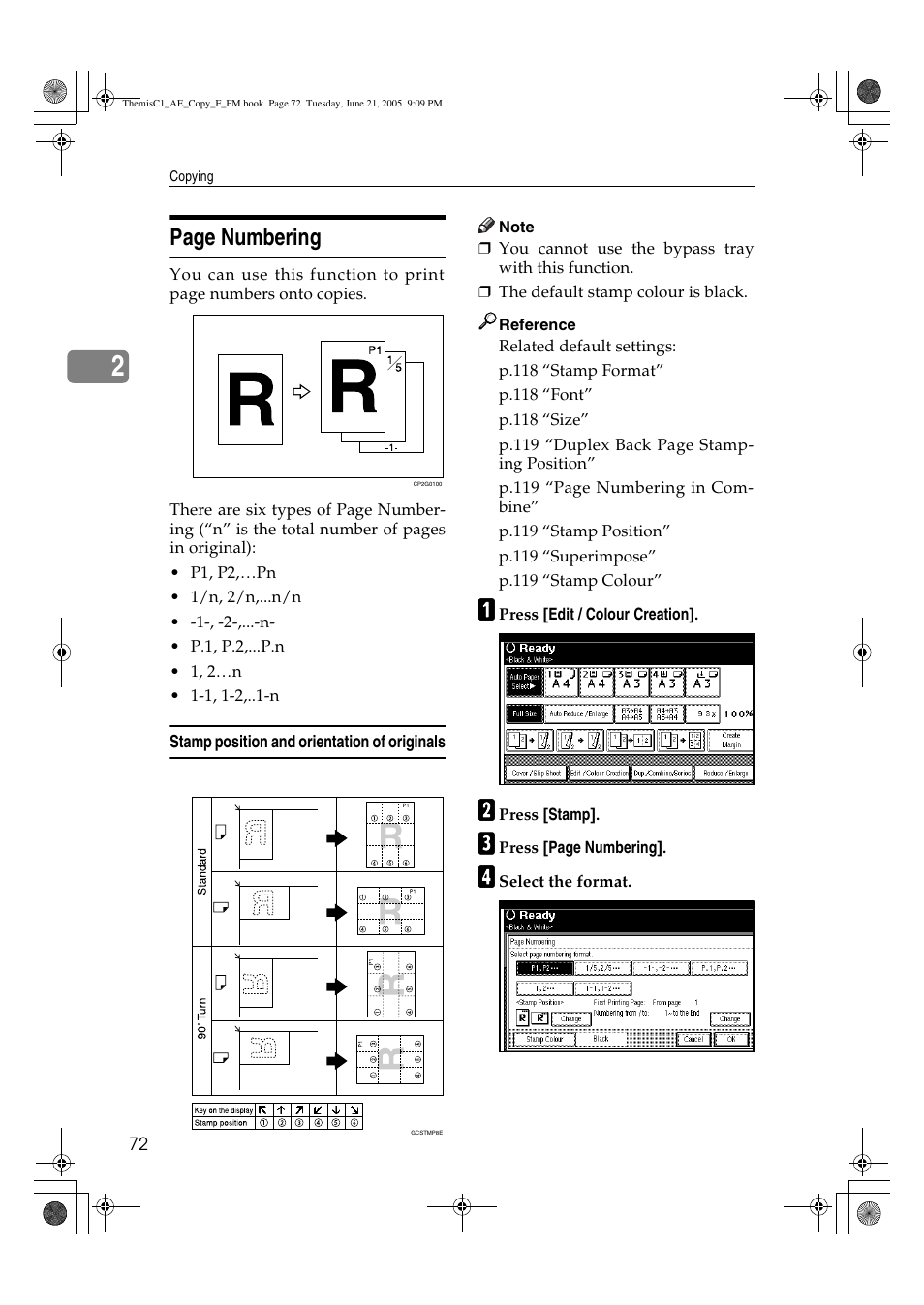 Page numbering | Ricoh Aficio 3232C User Manual | Page 86 / 156