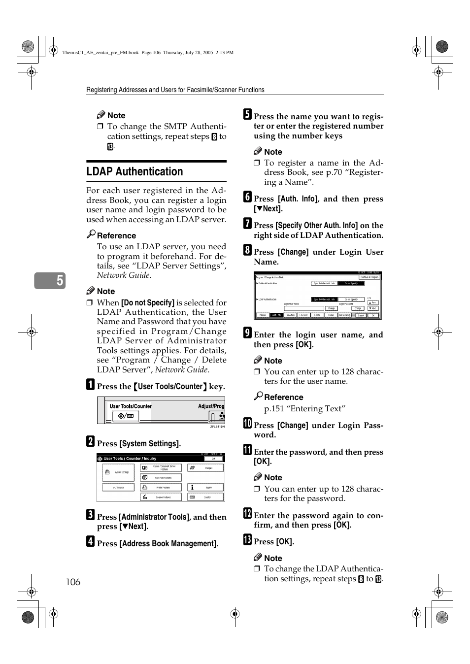 Ldap authentication | Ricoh Aficio LD132c User Manual | Page 118 / 188