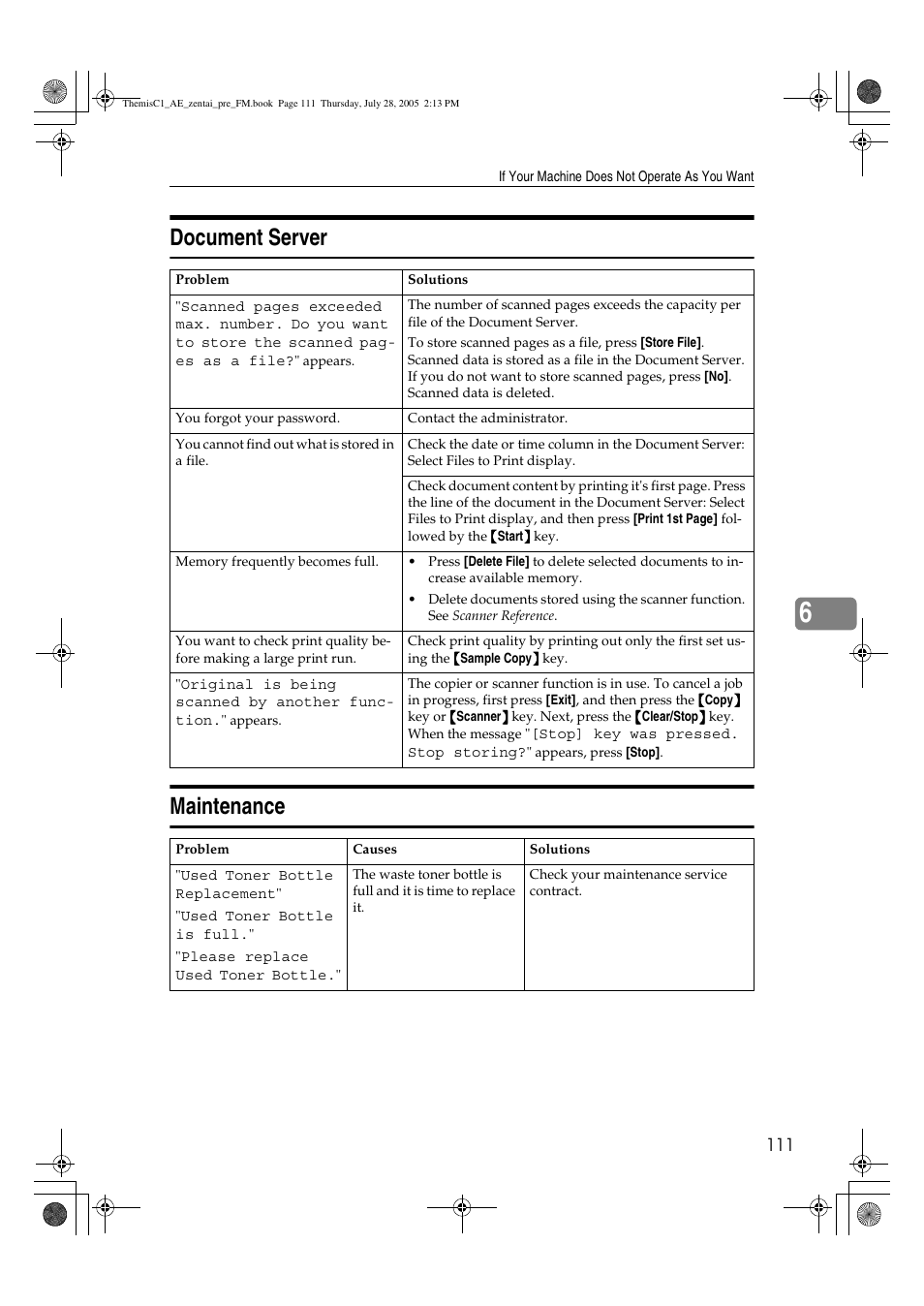 Document server maintenance | Ricoh Aficio LD132c User Manual | Page 123 / 188