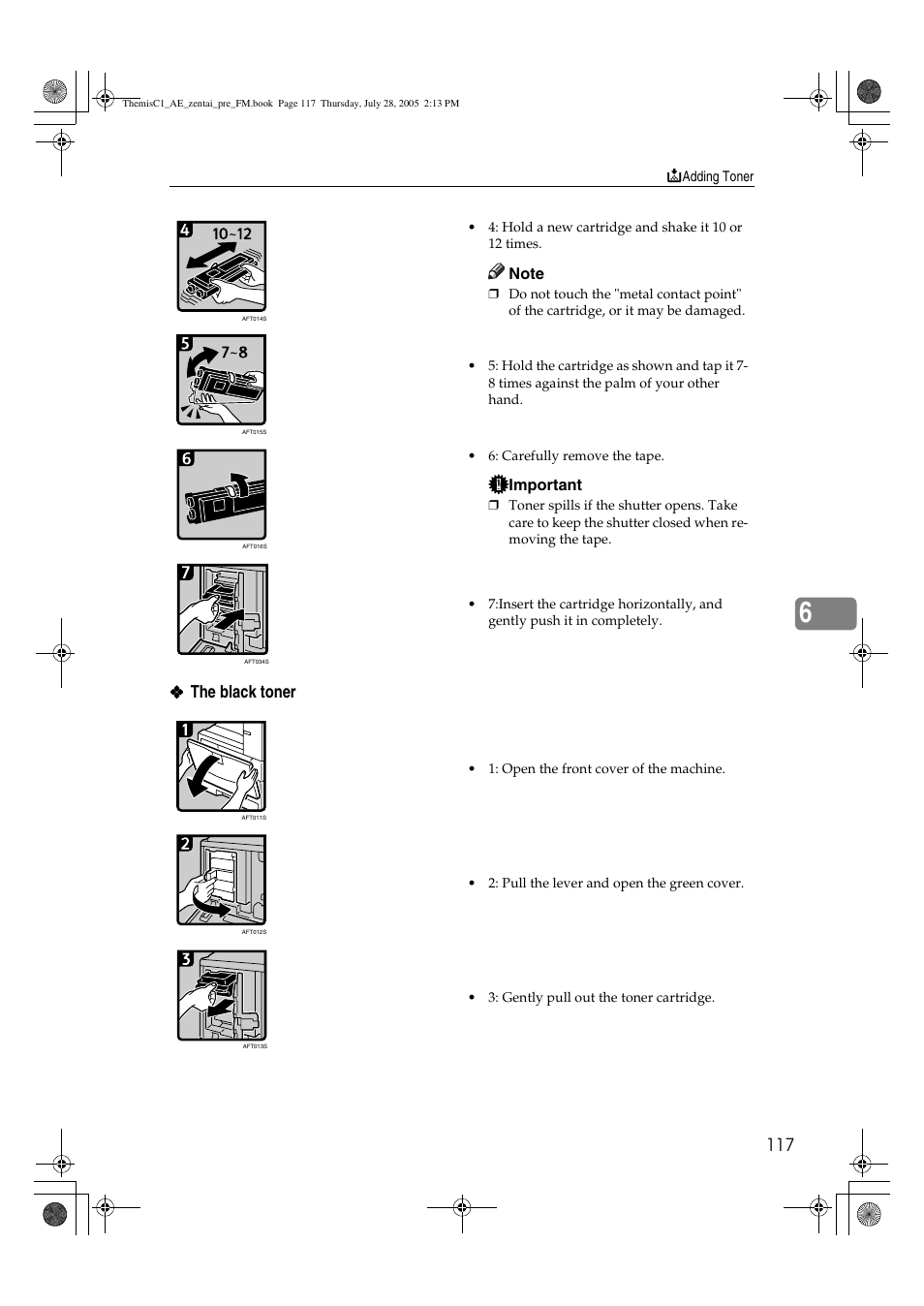 The black toner | Ricoh Aficio LD132c User Manual | Page 129 / 188