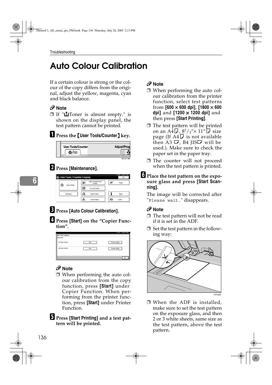 6auto colour calibration | Ricoh Aficio LD132c User Manual | Page 148 / 188