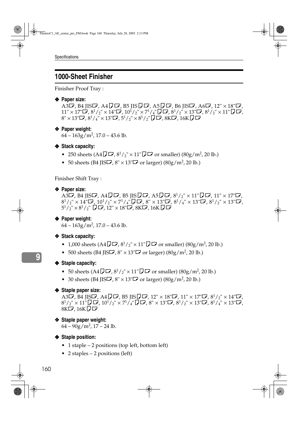 1000-sheet finisher | Ricoh Aficio LD132c User Manual | Page 172 / 188