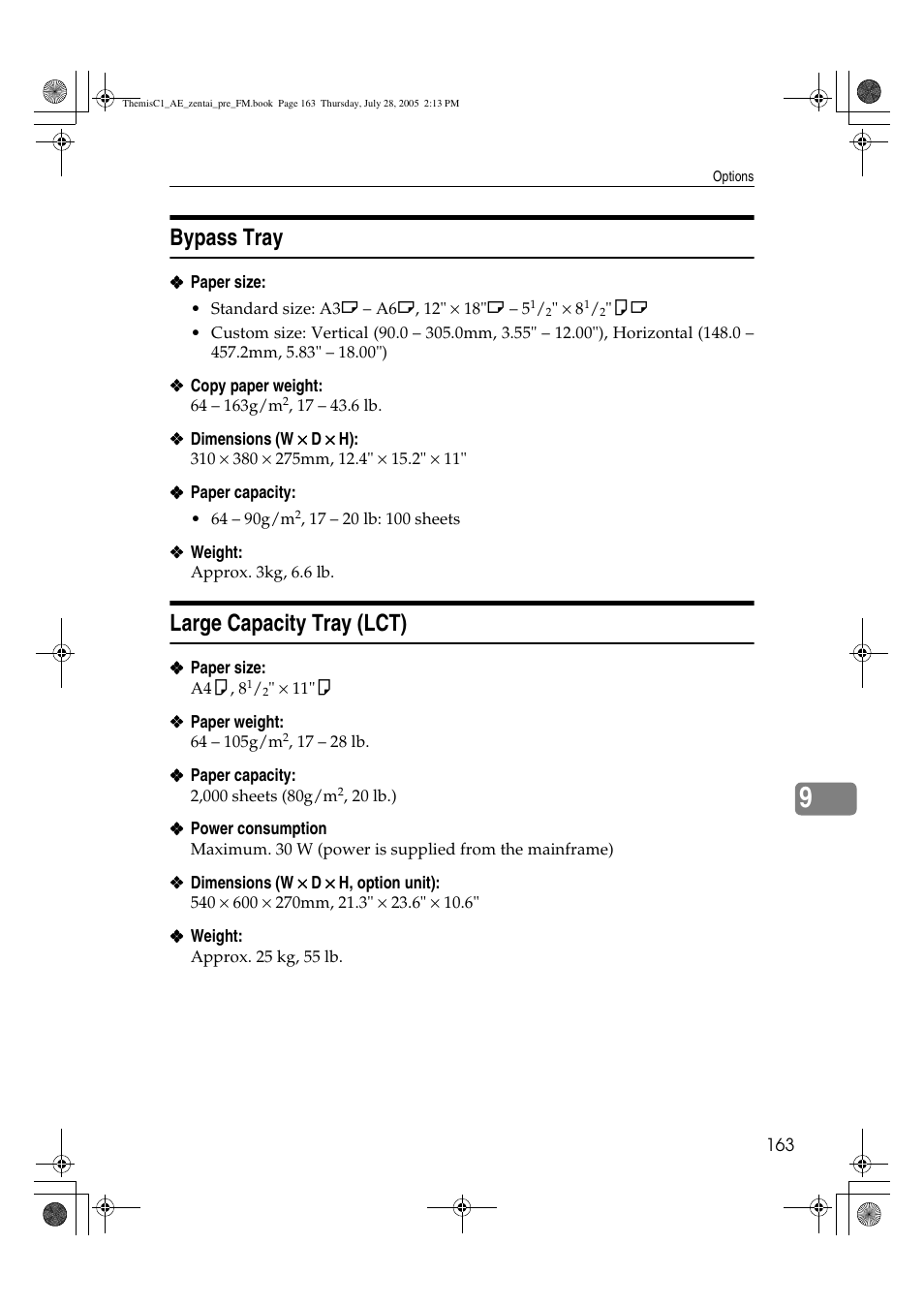 Bypass tray, Large capacity tray (lct) | Ricoh Aficio LD132c User Manual | Page 175 / 188