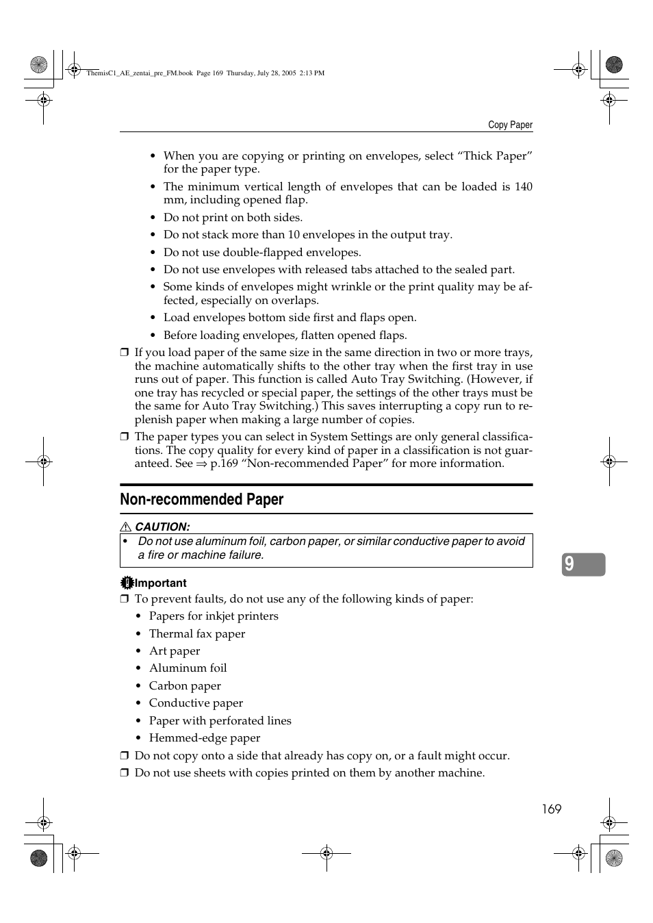 Non-recommended paper | Ricoh Aficio LD132c User Manual | Page 181 / 188