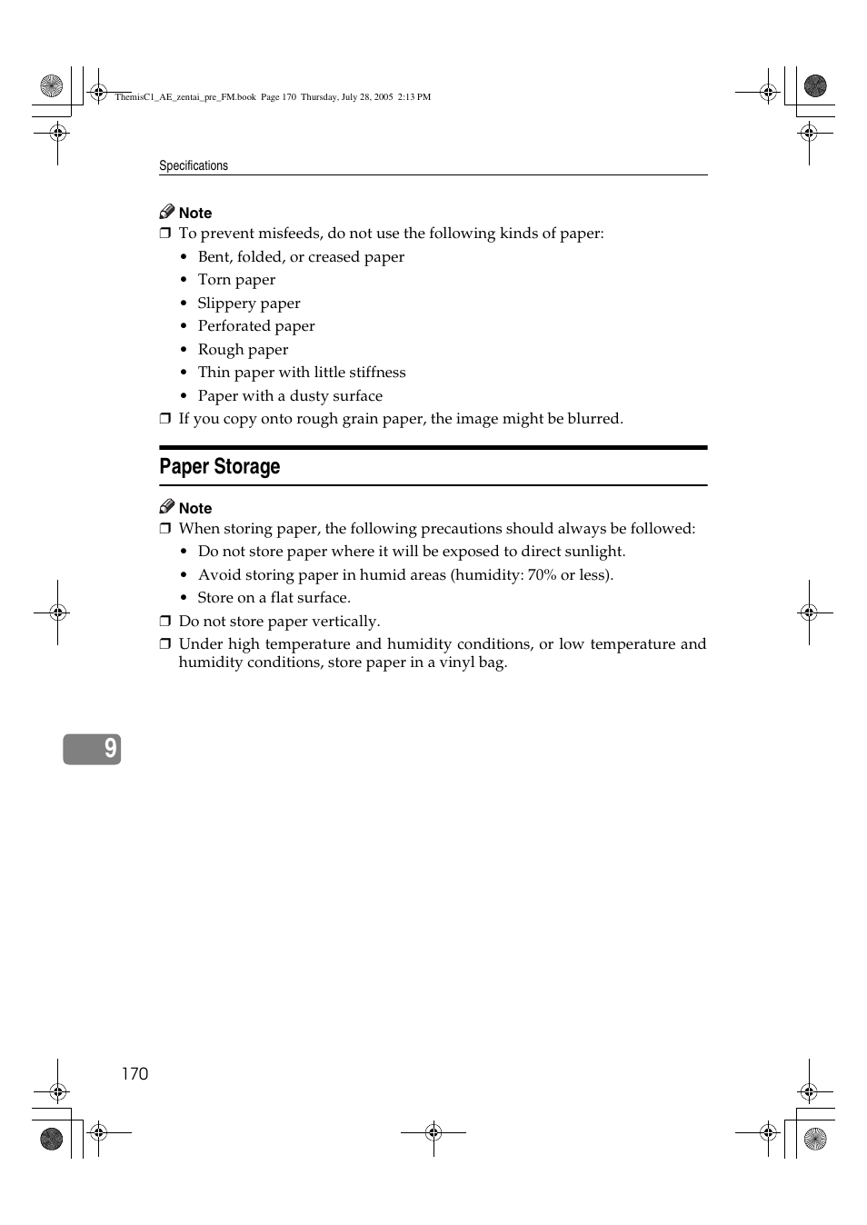 Paper storage | Ricoh Aficio LD132c User Manual | Page 182 / 188