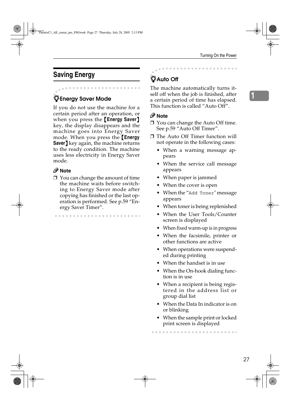 Saving energy | Ricoh Aficio LD132c User Manual | Page 39 / 188