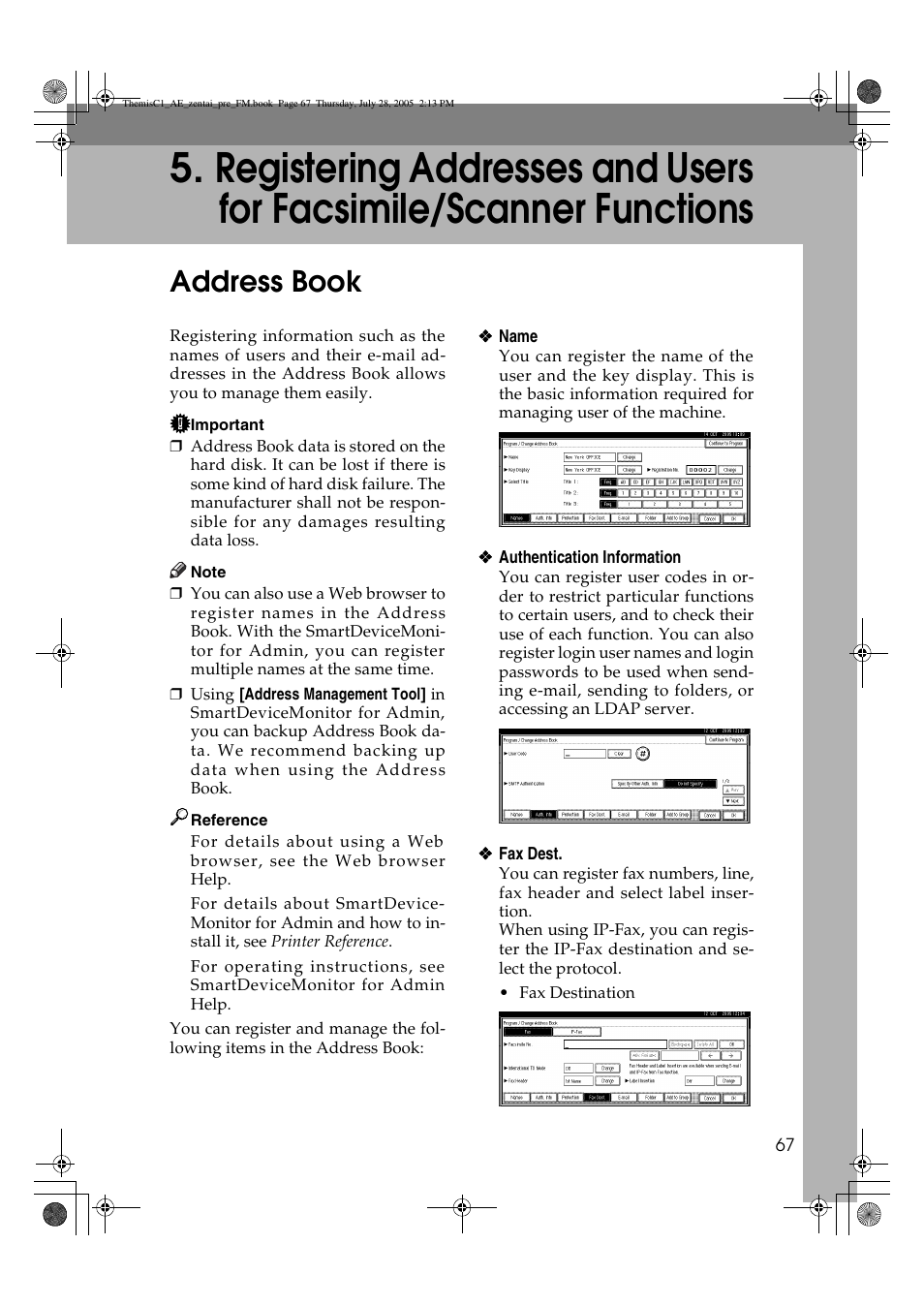 Address book | Ricoh Aficio LD132c User Manual | Page 79 / 188