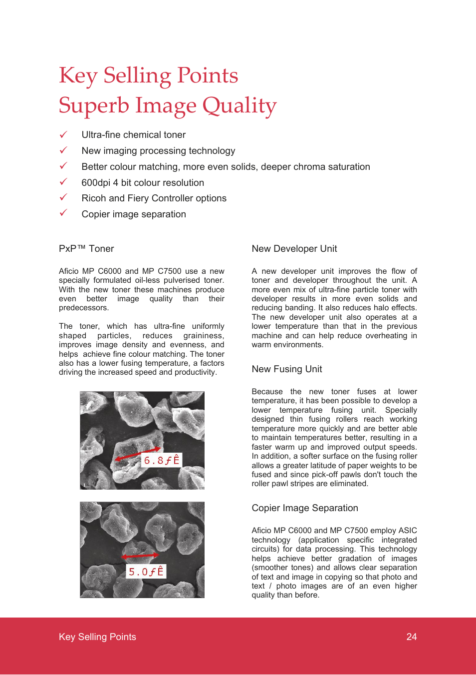 Key selling points superb image quality | Ricoh MP C7500 User Manual | Page 24 / 72