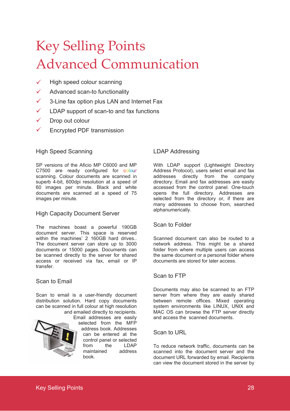 Key selling points advanced communication | Ricoh MP C7500 User Manual | Page 28 / 72