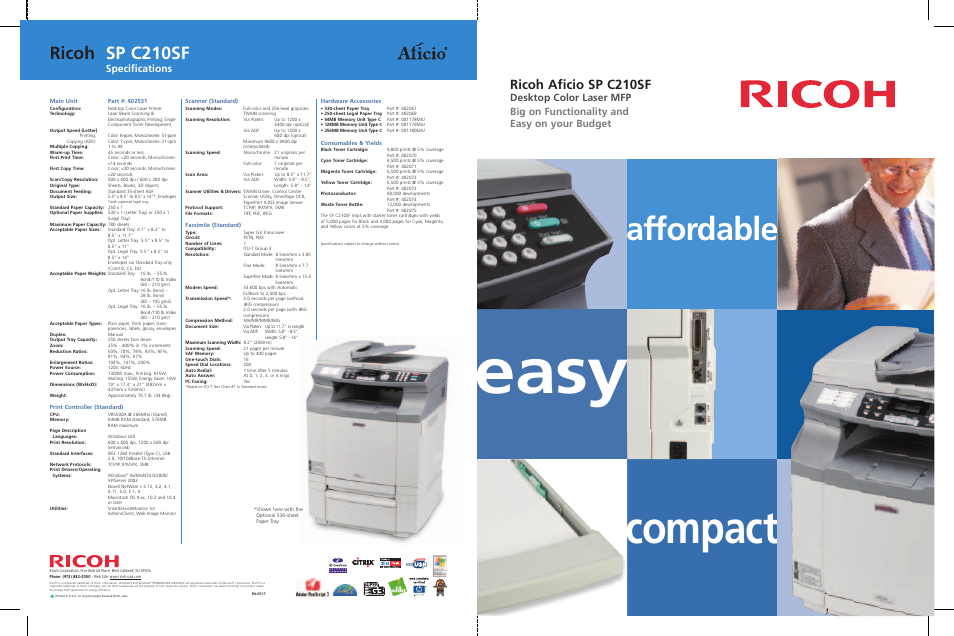 Ricoh SP C210SF User Manual | 4 pages