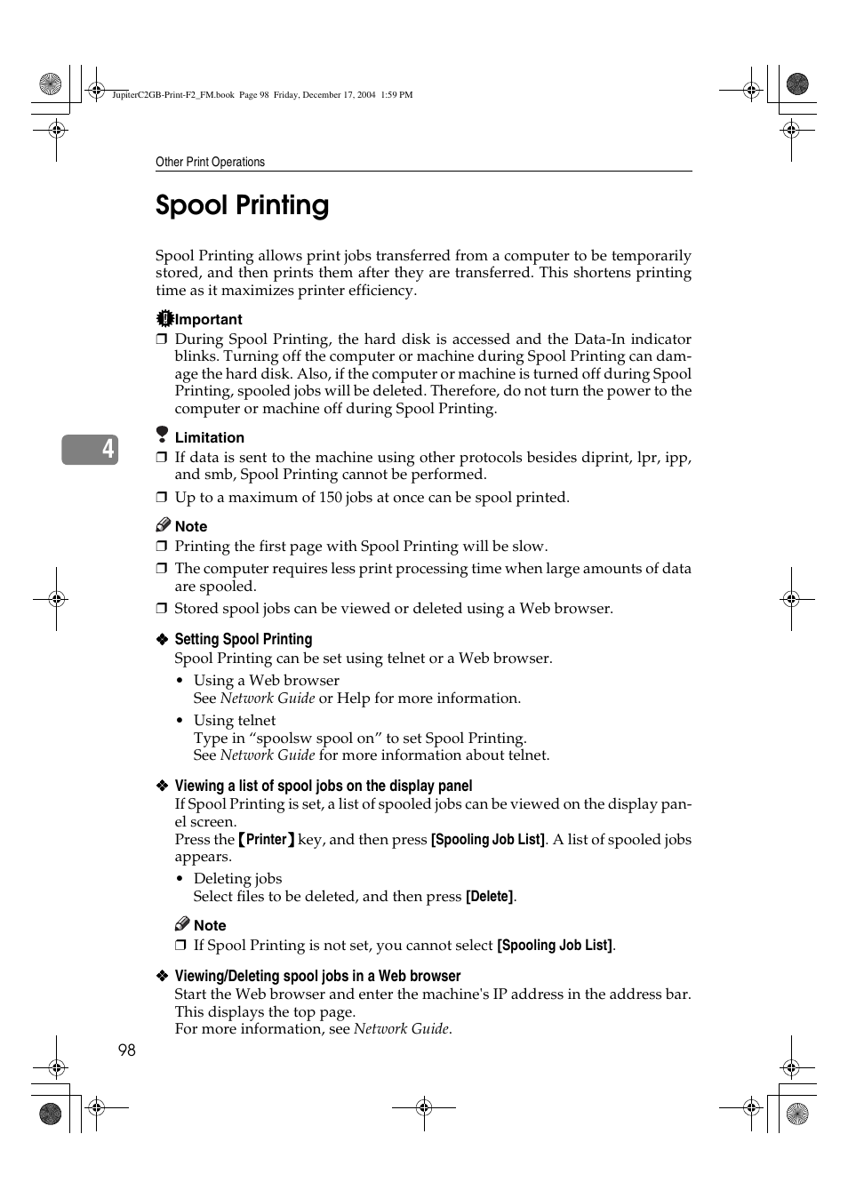 4spool printing | Ricoh Aficio 3228C User Manual | Page 104 / 168