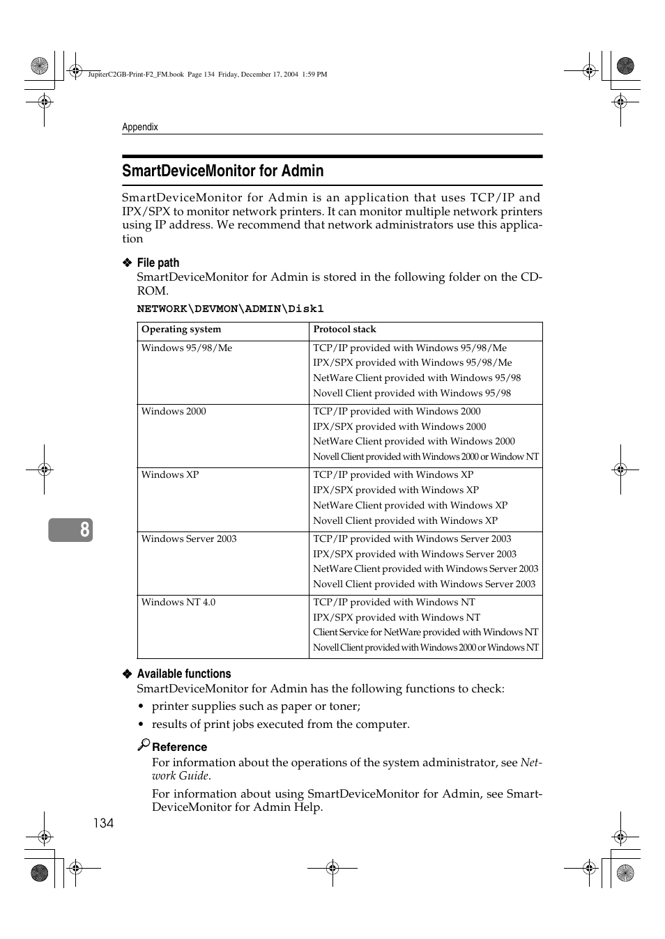 Smartdevicemonitor for admin | Ricoh Aficio 3228C User Manual | Page 140 / 168