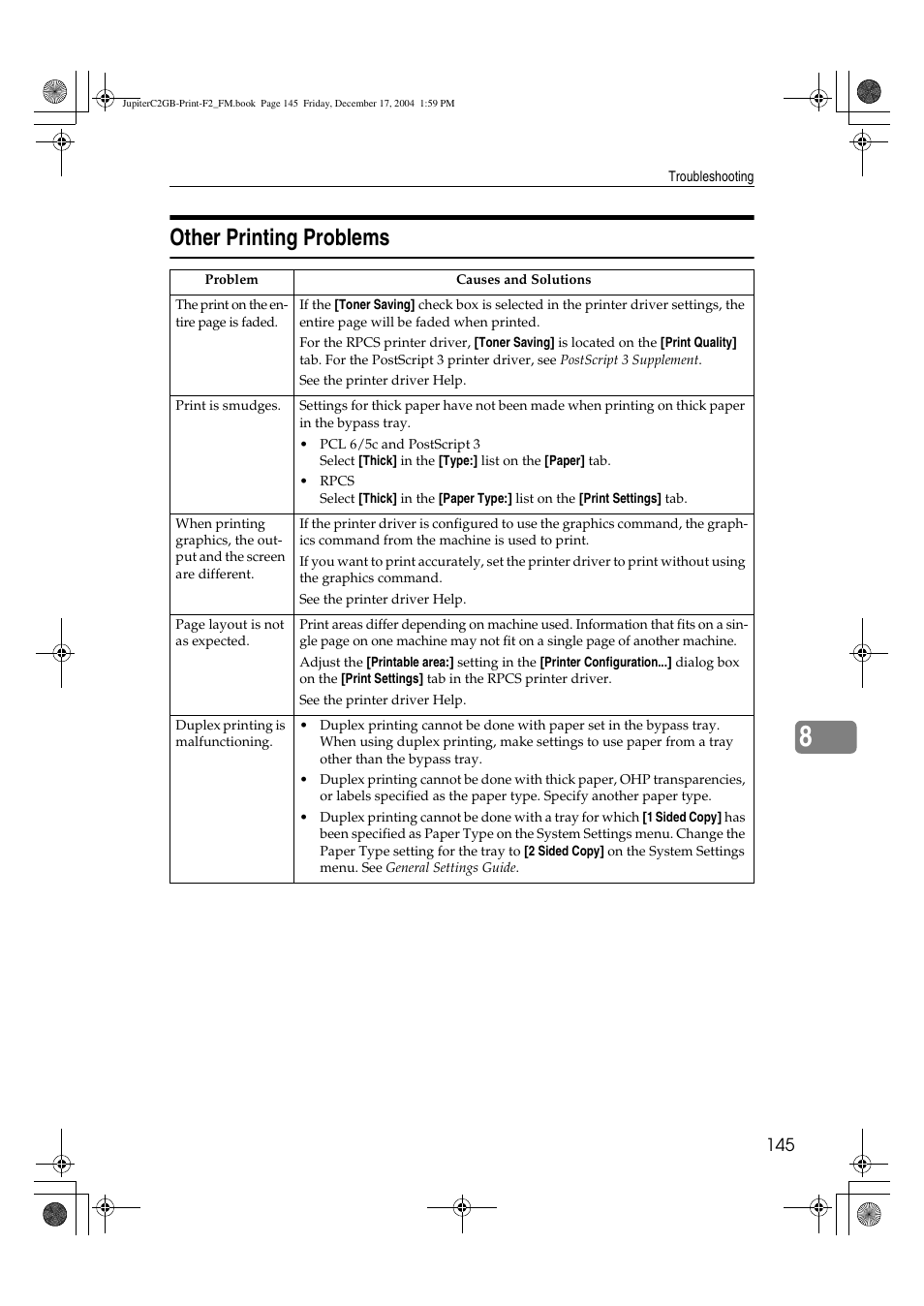 Other printing problems | Ricoh Aficio 3228C User Manual | Page 151 / 168