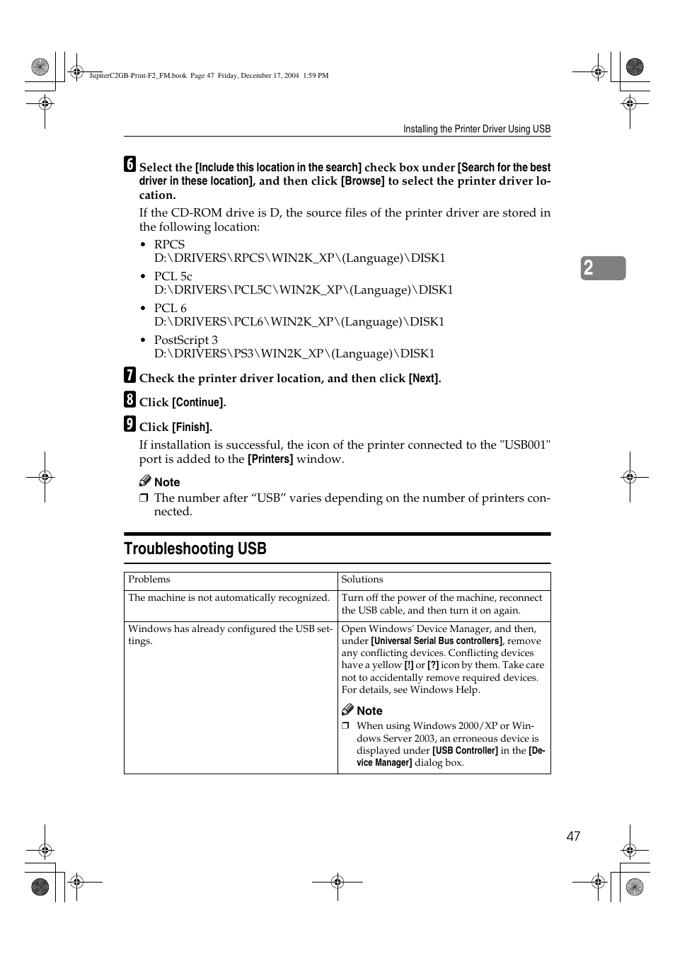 Troubleshooting usb | Ricoh Aficio 3228C User Manual | Page 53 / 168