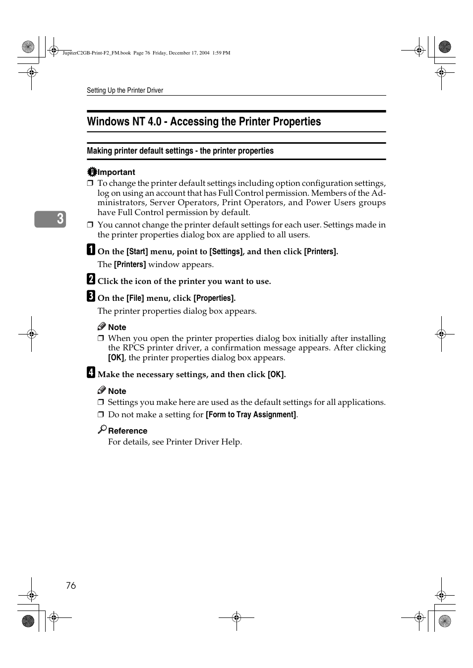 Windows nt 4.0 - accessing the printer properties | Ricoh Aficio 3228C User Manual | Page 82 / 168