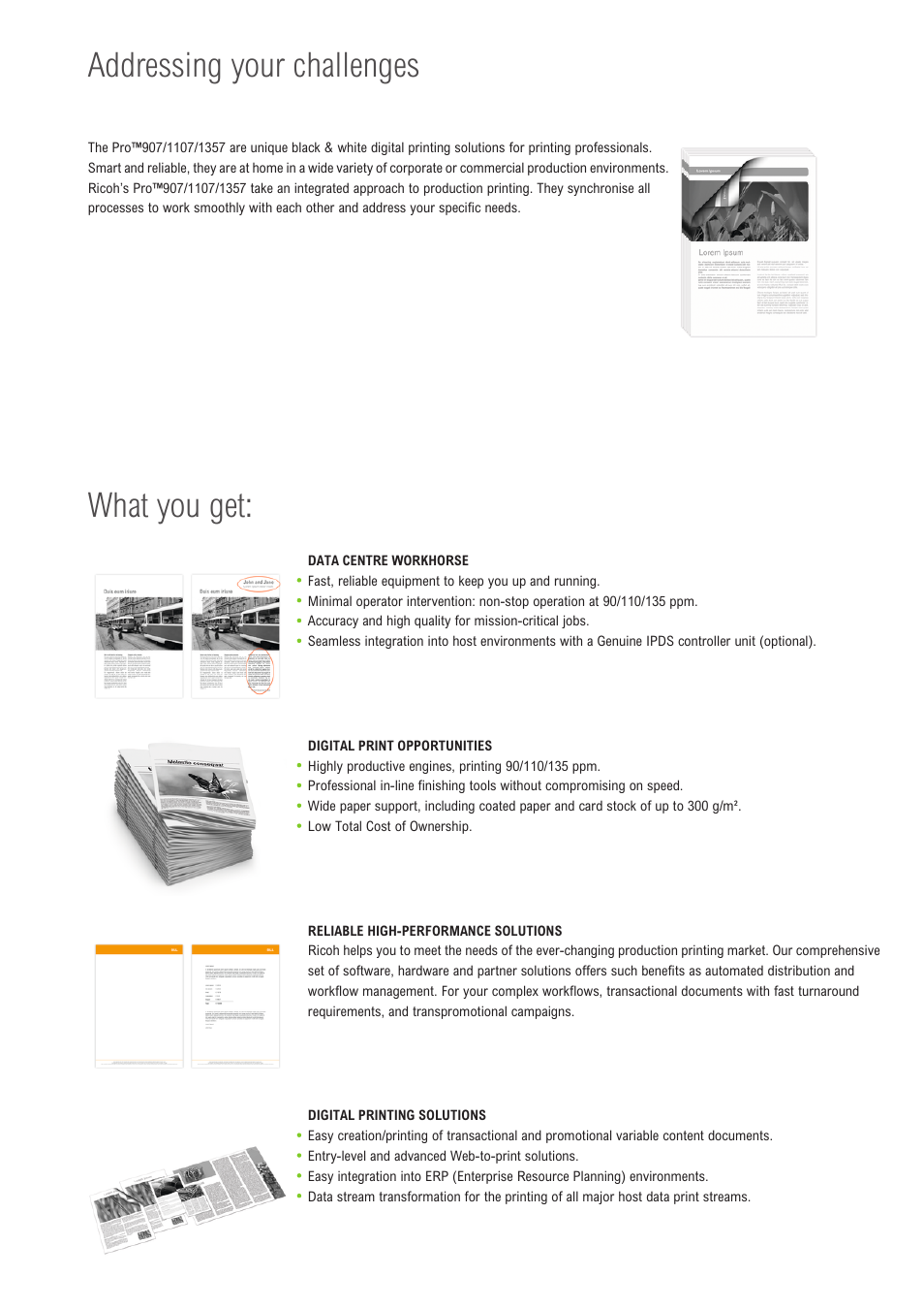 Addressing your challenges, What you get | Ricoh 907 User Manual | Page 11 / 12