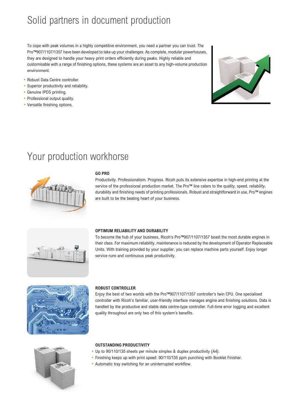 Solid partners in document production, Your production workhorse | Ricoh 907 User Manual | Page 2 / 12