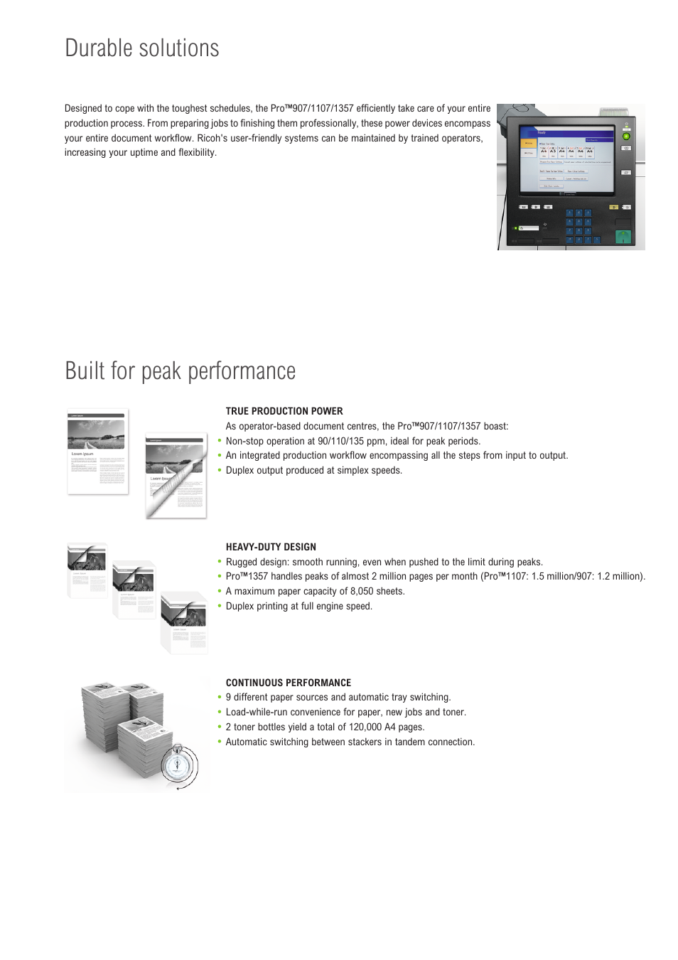 Durable solutions, Built for peak performance | Ricoh 907 User Manual | Page 4 / 12