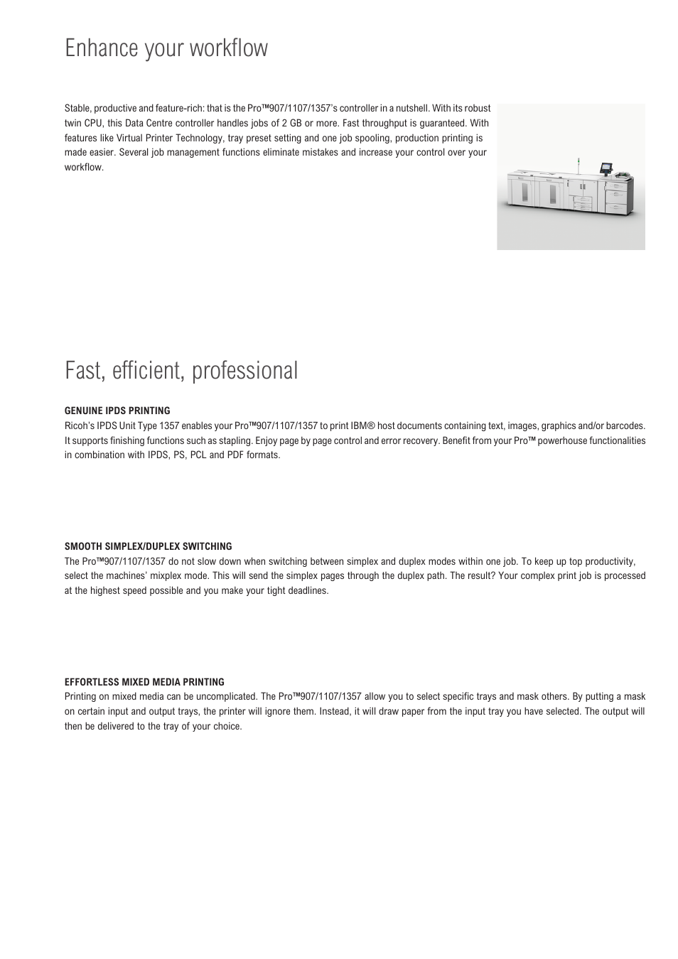 Enhance your workflow, Fast, efficient, professional | Ricoh 907 User Manual | Page 6 / 12
