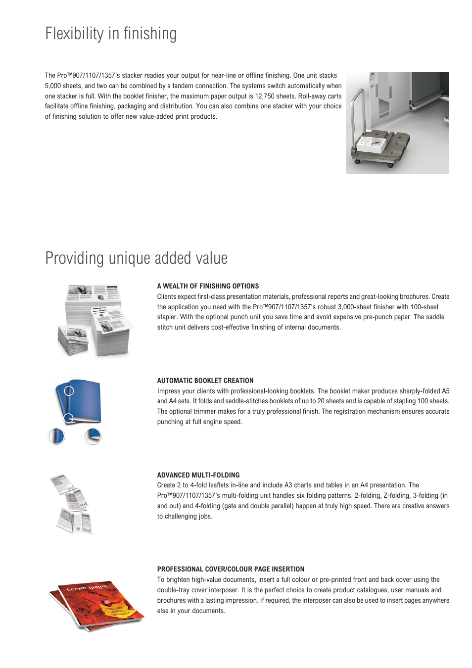 Flexibility in finishing, Providing unique added value | Ricoh 907 User Manual | Page 9 / 12