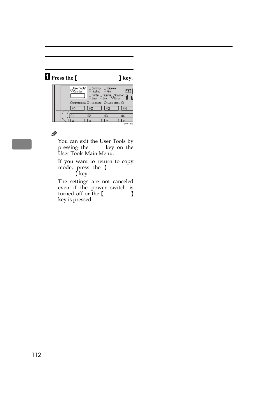 Exiting the user tools | Ricoh 270 User Manual | Page 124 / 160