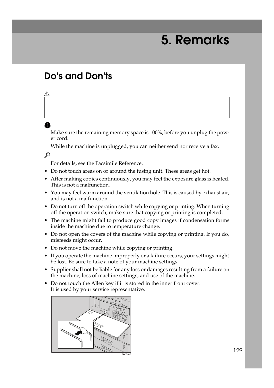 Remarks, Do's and don'ts | Ricoh 270 User Manual | Page 141 / 160