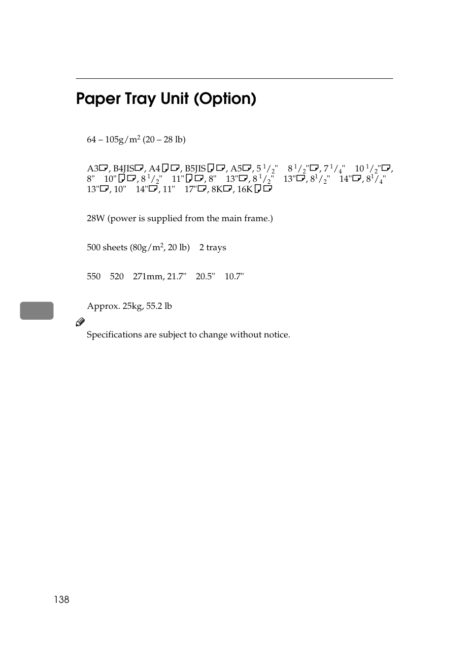 Paper tray unit (option), 6paper tray unit (option) | Ricoh 270 User Manual | Page 150 / 160
