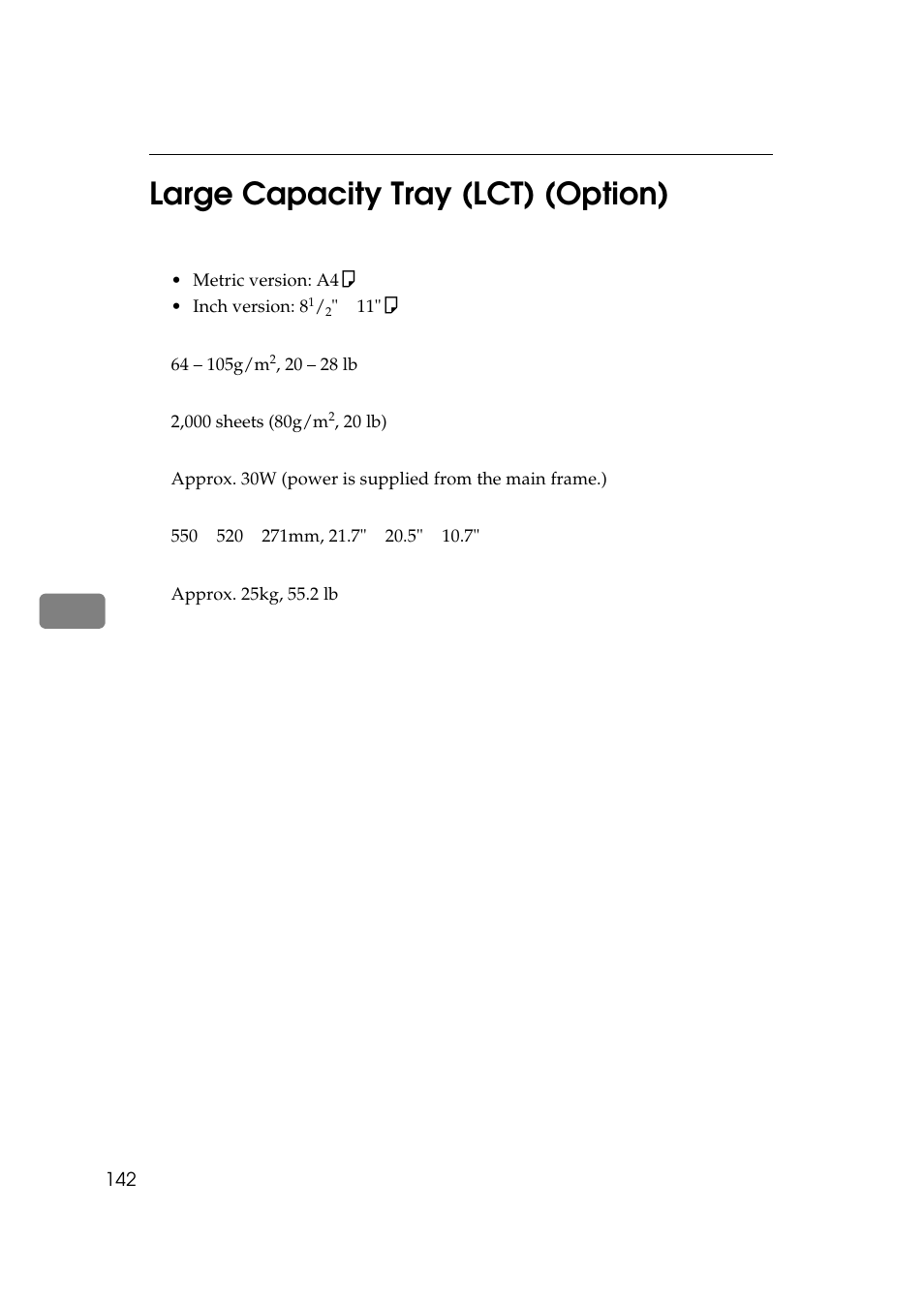 Large capacity tray (lct) (option), 6large capacity tray (lct) (option) | Ricoh 270 User Manual | Page 154 / 160