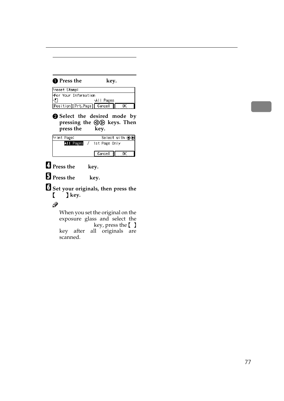 P.77 “when changing the number, Ing format | Ricoh 270 User Manual | Page 89 / 160