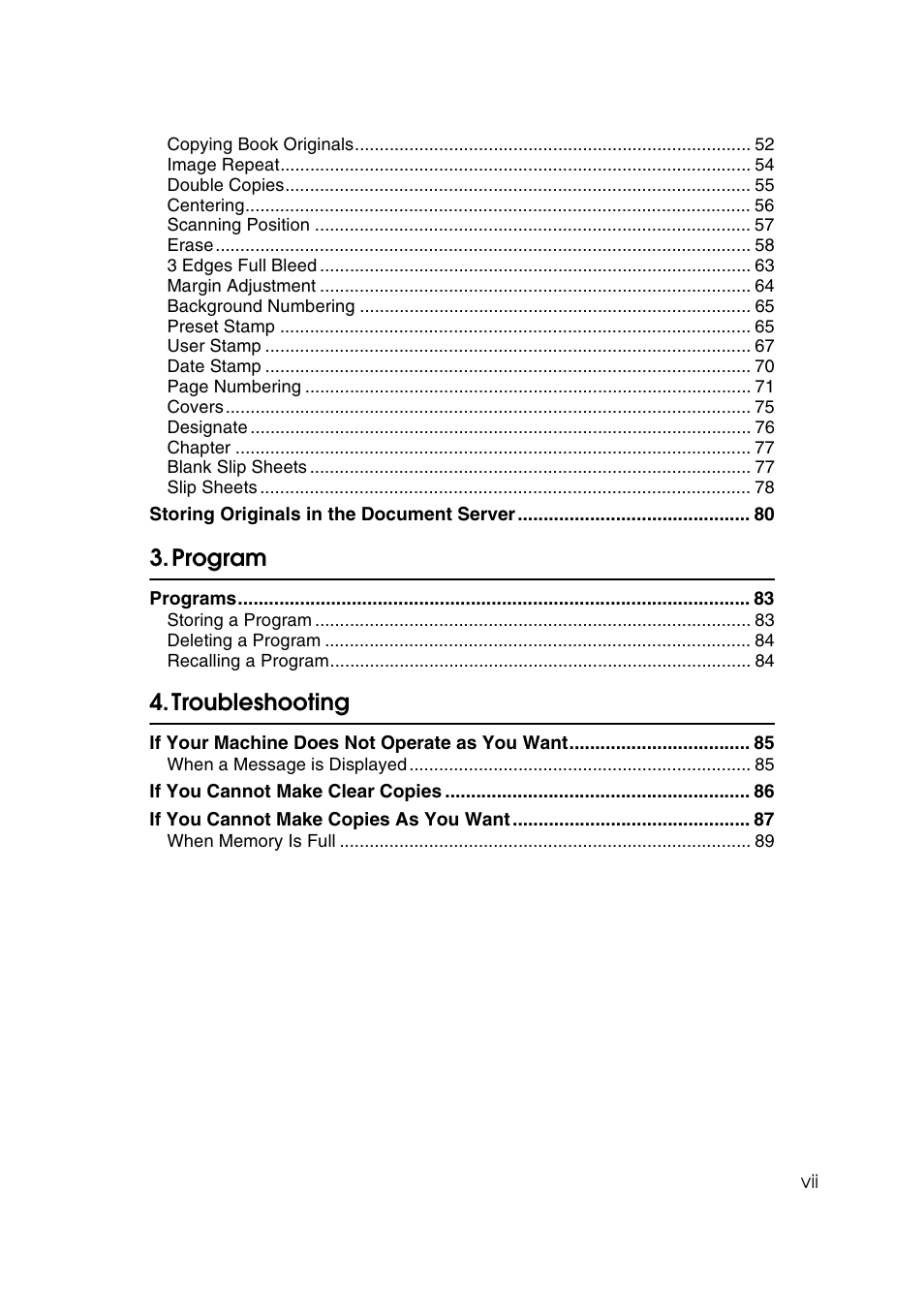 Program, Troubleshooting | Ricoh IS 2075 User Manual | Page 11 / 142