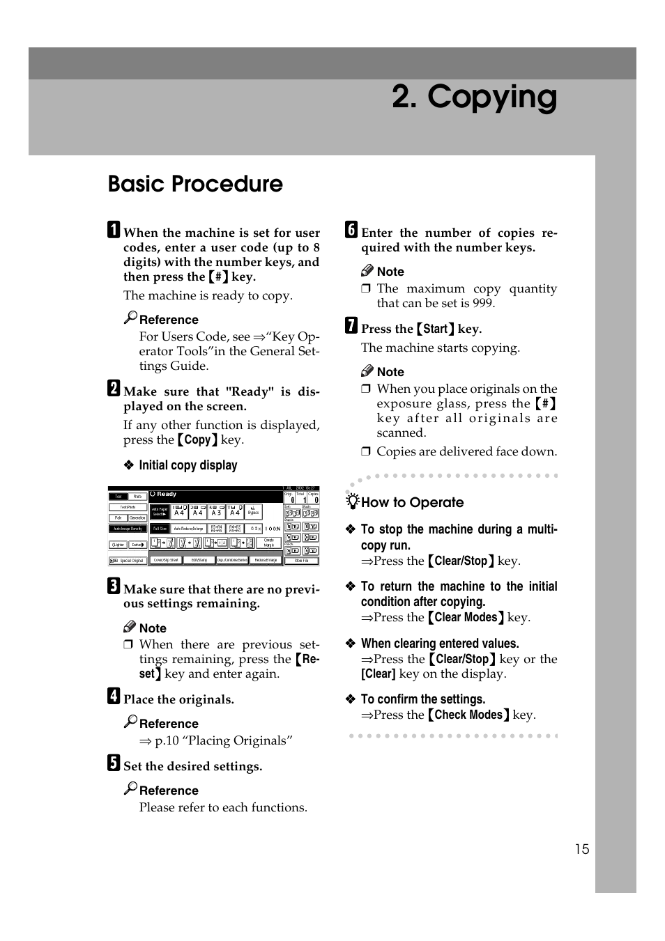 Copying, Basic procedure | Ricoh IS 2075 User Manual | Page 27 / 142
