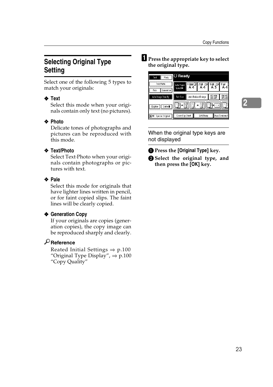 Selecting original type setting | Ricoh IS 2075 User Manual | Page 35 / 142